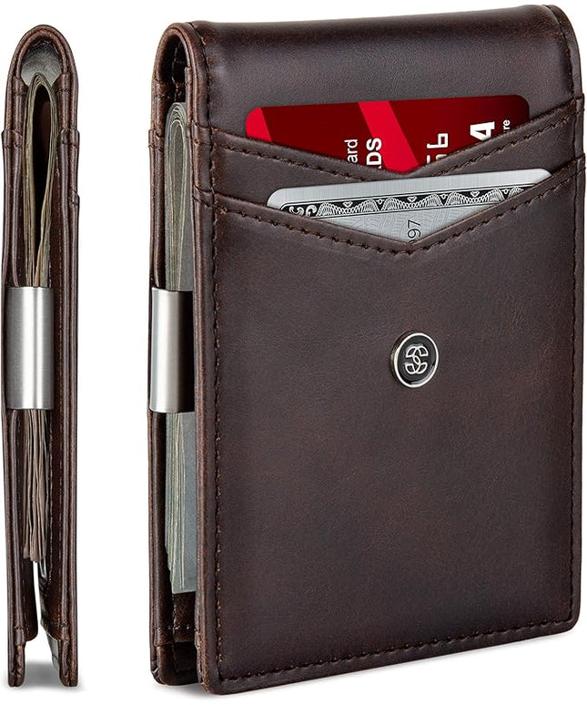 Suavell Slim Wallets for Men. Minimalist Bifold Wallet With Money Clip & ID Window. RFID Blocking Credit Card Holder Front Pocket Wallet, Gifts For Men - Husband Father On Birthday Anniversary.