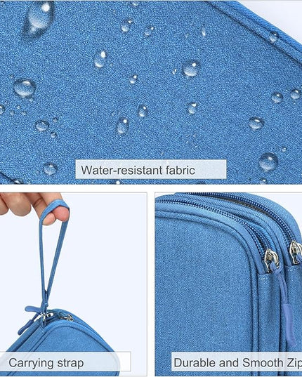 FYY Electronic Organizer, Travel Organizer Bag Pouch, Electronic Accessories Carry Case, Portable Waterproof Double Layers All-in-One Storage Bag for Cable, Cord, Charger, Phone, Earphone, Cyan