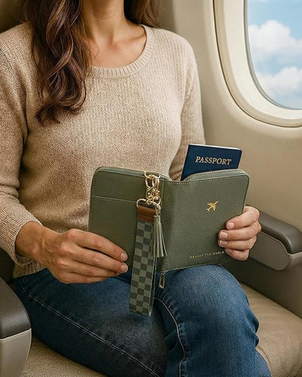 Beautiful Passport Holder for Travel with Wristlet Strap - All-in-One Wallet for Women with Card Slots and Tassel Keychain - Perfect Case to Keep Your Travel Documents Organized & Safe