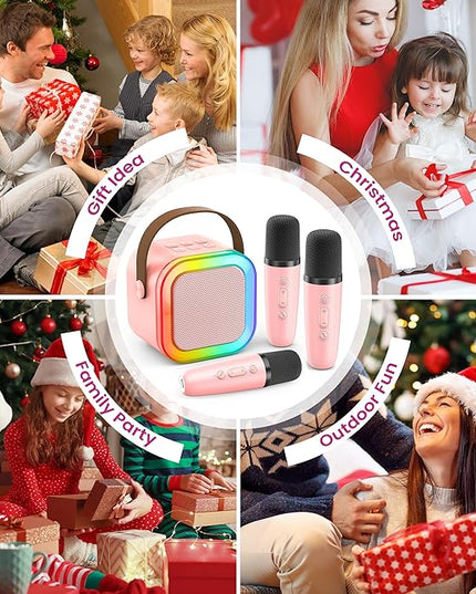 Mini Karaoke Machine for Kids Adults, Portable Bluetooth Speaker with 3 Wireless Karaoke Mics,2026 TOP Birthday Gifts Toys for Girls 3,5, 6,8+Years Old Karaoke Player Valentine(Light Pink 3 Mics)