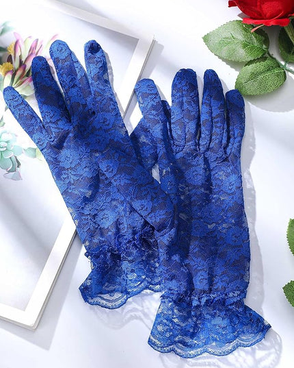SATINIOR Ladies Lace Gloves for Women Tea Party Elegant Short Courtesy Gloves for Wedding Dinner Opera Parties