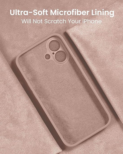 FireNova Designed for iPhone 16 Plus Case, Silicone Upgraded [Camera Protection] Case with [2 Screen Protectors], Soft Anti-Scratch Microfiber Lining Inside, 6.7 inch, Pinksand