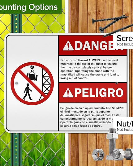 Danger Fall Or Crush Hazard Always Use The Level Mounted Bilingual Sign, 24x30 Inches, 3M EGP Reflective .080 Aluminum, Fade Resistant, Made in USA by My Sign Center