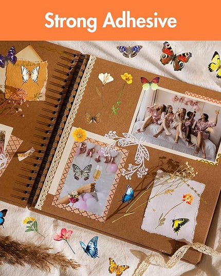 1990 PCS PVC Flower & Butterfly Stickers, Self-Adhesive Nature Floral Stickers for Scrapbook, Laptop, Journal, DIY Project, Spring-Themed Party Decors