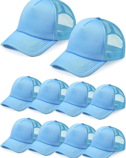 10 Pcs Sublimation Blank Trucker Hats Bulk Mesh Baseball Cap Polyester Mesh Trucker Hat for Men and Women