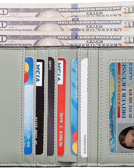 Toughergun Women’s Small Slim Leather Wallet with RFID Protection, Compact Bifold Mini Purse with Clear ID Window