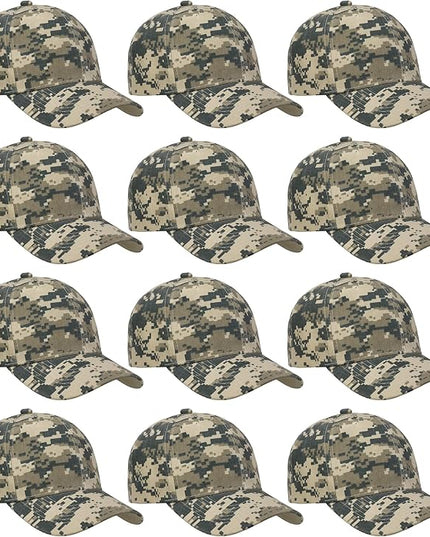 Falari Wholesale Bulk Lot 12-Pack Baseball Cap Adjustable Size Plain Blank Solid Color