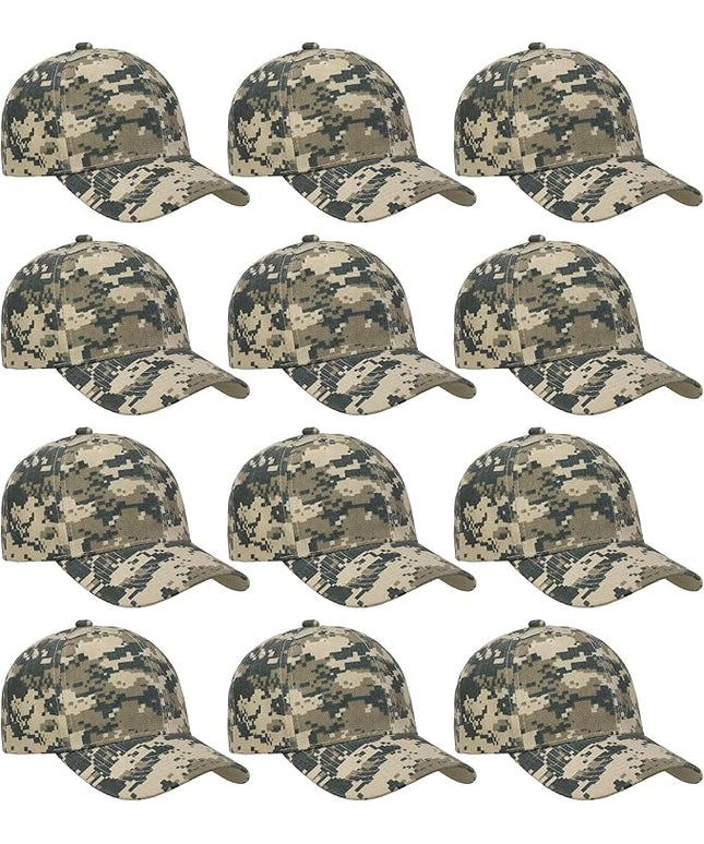 Falari Wholesale Bulk Lot 12-Pack Baseball Cap Adjustable Size Plain Blank Solid Color