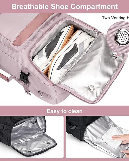 PIJUSHI Carry on Travel Backpack for Women Convertible Duffel Bag Backpack Large Luggage Rucksack Fit 16 Inch Laptop(PE039 Light Purple)