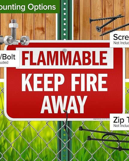 Flammable Keep Fire Away Sign, 12x18 Inches, 3M EGP Reflective .063 Aluminum, Fade Resistant, Made in USA by My Sign Center