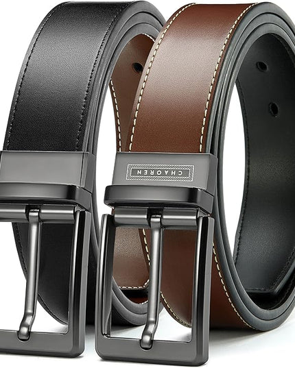CHAOREN Reversible Belt Men 1 Piece - 1.25" Leather Dress Belt - Trim to Fit for Elegant Style