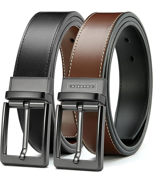 CHAOREN Reversible Belt Men 1 Piece - 1.25" Leather Dress Belt - Trim to Fit for Elegant Style