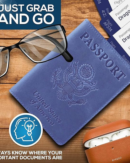 Ciana Passport Holder for Travel – PU Leather Passport Cover and Card Holder for Men & Women – Slim Passport Holder with Card Protector Slot, Travel Must Haves (Purple)