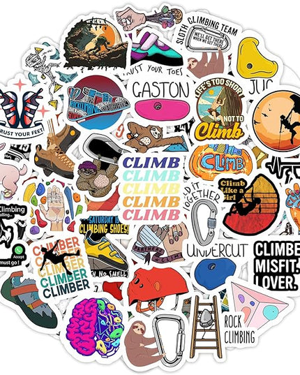 BulbaCraft Rock Climbing Stickers for Water Bottle and Laptop - Rock Climbing Party Supplies & Decorations, Waterproof Vinyl Decals, Adventure and Sport Stickers, Gifts for Women & Men