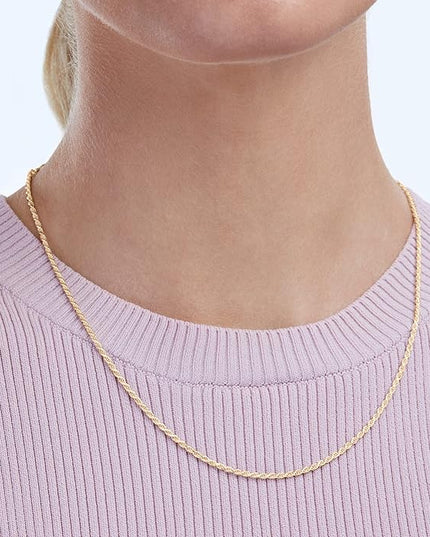 Amazon Essentials Sterling Silver Diamond Cut 14 Inches Rope Chain Necklace