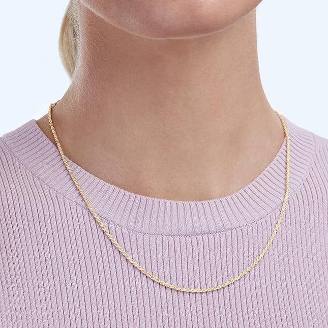 Amazon Essentials Sterling Silver Diamond Cut 14 Inches Rope Chain Necklace