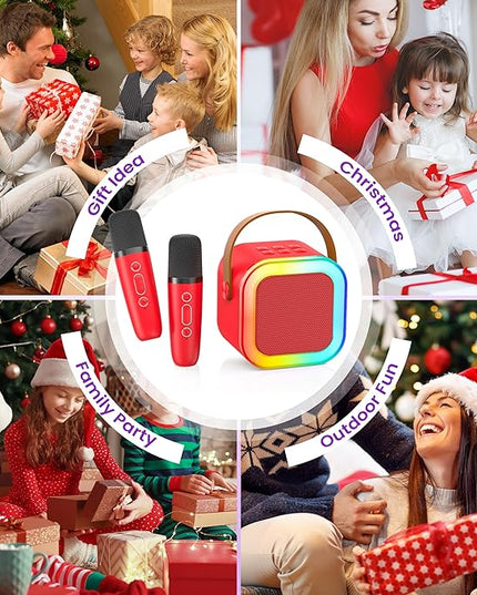 Karaoke Machine for Kids Adults, Portable Bluetooth Speaker with 2 Wireless Karaoke Microphones, 2026 TOP Birthday for Girls Boys 3,4,5,6,7,8+Year Old Toddler Toys Karaoke Player(Red)