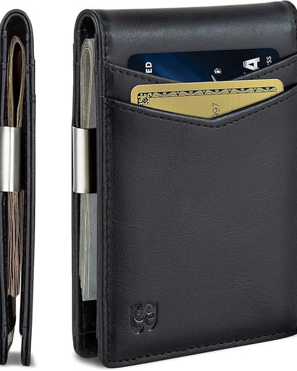 SERMAN BRANDS Money Clip Wallet - Mens Wallets slim Front Pocket RFID Blocking Card Holder Minimalist Mini Bifold
