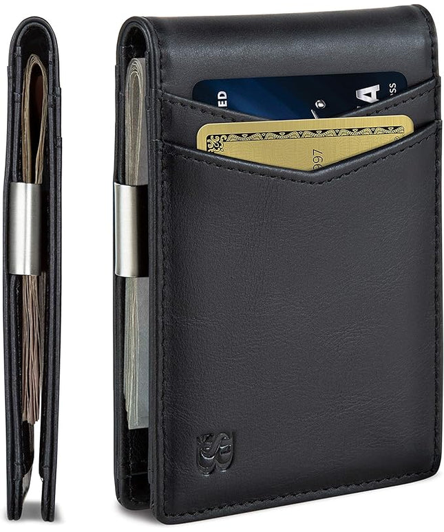 SERMAN BRANDS Money Clip Wallet - Mens Wallets slim Front Pocket RFID Blocking Card Holder Minimalist Mini Bifold