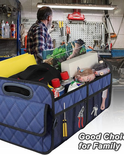 Deosk Car Trunk Organizer for SUV, Car Organizers and Storage with 6 Pocket, Car Accessories for Women/Men 70L Waterproof Polyester Trunk Organizer(Large, Navy Blue)