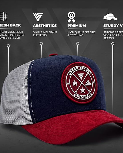 Urban Effort Mesh Back Cap - for Men and Women Baseball Hat 5-Panel Trucker Hat - Great Snapback Closure for Hunting & Hiking