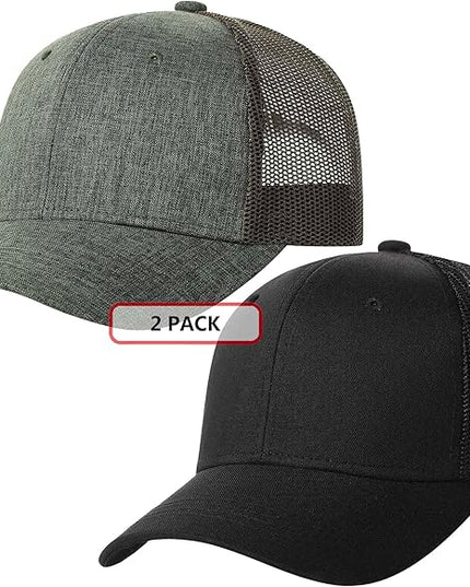 TSSGBL 2 Pack Snapback Trucker Baseball Hats Mesh Back Adjustable Blank Ball Caps for Men Women