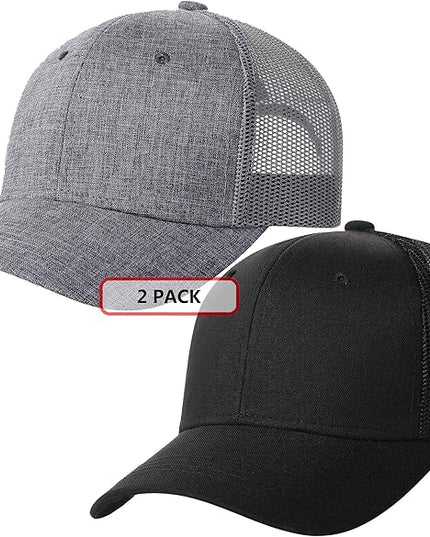 TSSGBL 2 Pack Snapback Trucker Baseball Hats Mesh Back Adjustable Blank Ball Caps for Men Women
