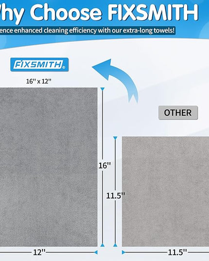 FIXSMITH Grey Microfiber Cleaning Cloth, Pack of 50, 16"X12" Cleaning Rags for Housekeeping and Kitchen, Reusable Shop Towels, Microfiber Towels for Cars, Lint Free, Scratch-Free, Highly Absorbent