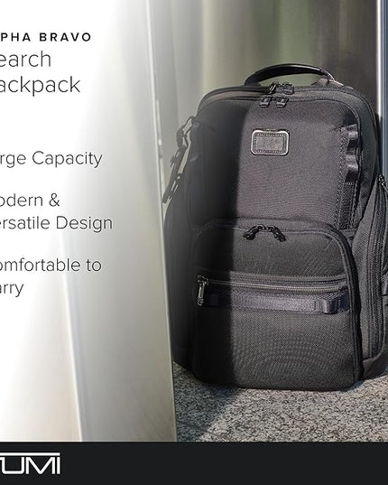 TUMI - Alpha Bravo Search Backpack - Laptop Backpack for Men & Women - Backpack for Work & Travel - 17.0" X 14.0" X 8.3" - Black Leather