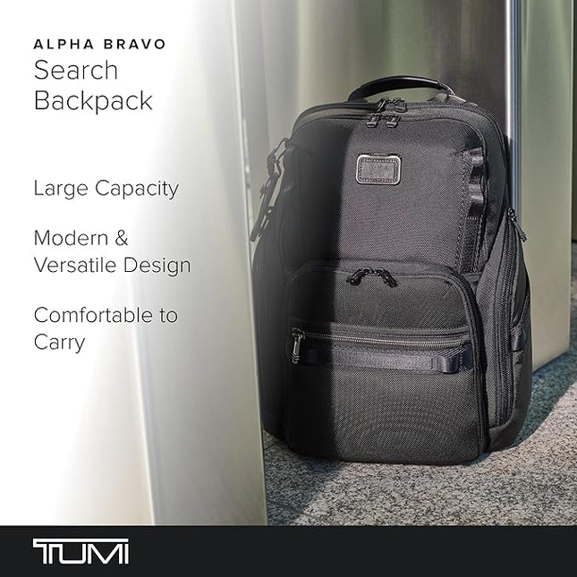 TUMI - Alpha Bravo Search Backpack - Laptop Backpack for Men & Women - Backpack for Work & Travel - 17.0" X 14.0" X 8.3" - Black Leather