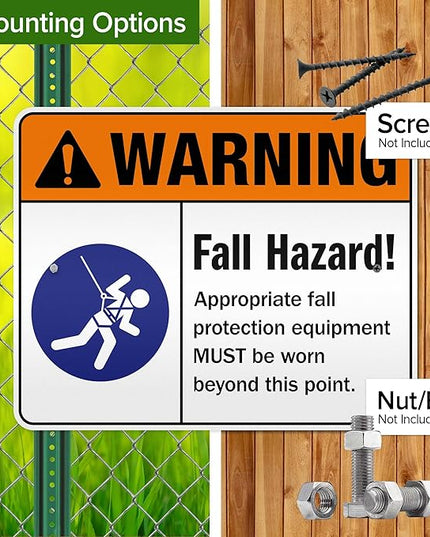 Warning Fall Hazard Appropriate Fall Protection Equipment Sign, 24x30 Inches, 3M EGP Reflective .080 Aluminum, Fade Resistant, Made in USA by My Sign Center
