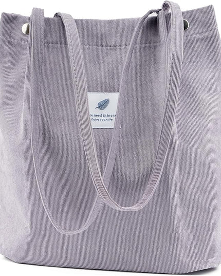Corduroy Tote Bag Cute Tote Bags for Women Shoulder Bag with Inner Pocket for Work Beach Travel and Shopping Grocery