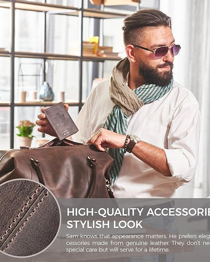 Shvigel US Leather Passport Book Cover - Thin American Travel Passport Holder - Premium International USA Passport Protector Case for Women Men (Brown Vintage)