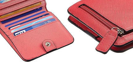 Toughergun Women’s Small Slim Leather Wallet with RFID Protection, Compact Bifold Mini Purse with Clear ID Window
