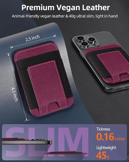 ExtreLife for Magsafe Wallet, Strongest Magnetic Wallet for iPhone 17/16/15/14/13/12 Series, For iPhone Magsafe Wallets, RFID Blocking, Vegan Leather, Fit 7 Cards, Cherry-new