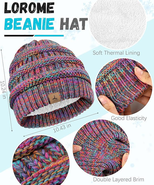Winter Beanie Hat Scarf Gloves, Warm Fleece Knit Hats Touch Screen Gloves Neck Scarf Set Winter Gifts for Unisex Adult