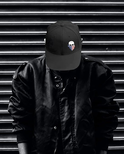 Skull Finger Flat Bill Hats for Men Black Mens Snapback Hat Baseball Cap Fitted Hat Rock N Roll Skeleton Hand Snap Backpack