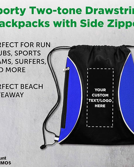 DISCOUNT PROMOS Custom Non-Woven Drawstring Backpacks Set of 10/50/100, Personalized Bulk Pack