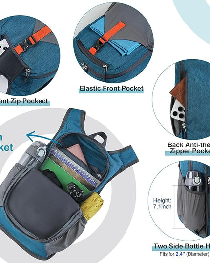 FIORETTO 15L Hiking Backpack for Women Men Mini Packable Backpack Lightweight Small Daypack for Camping Travel Outdoor, Turquoise