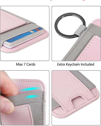 For Magsafe Wallet, Strongest Magnetic Wallet for iPhone 17/16/15/14/13/12 Series, for Magsafe Card Holder with 2 Card Slots, Magnetic Card Holder, RFID Blocking, Vegan Leather, Fit 7 Cards, Pink