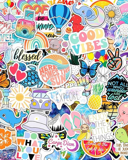 120 Pcs Preppy Stickers, Summer Stickers for Water Bottles Girls, Laptop Accessory Waterproof, Cute Decals for Phone Waterbottle MacBook Cup, Summer Themed Stickers for Teens