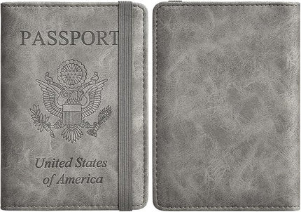 HerriaT Passport and Vaccine Card Holder Combo,Cover Case with CDC Vaccination Card Slot, Leather Travel Documents Organizer Protector, with RFID Blocking, for Women and Men