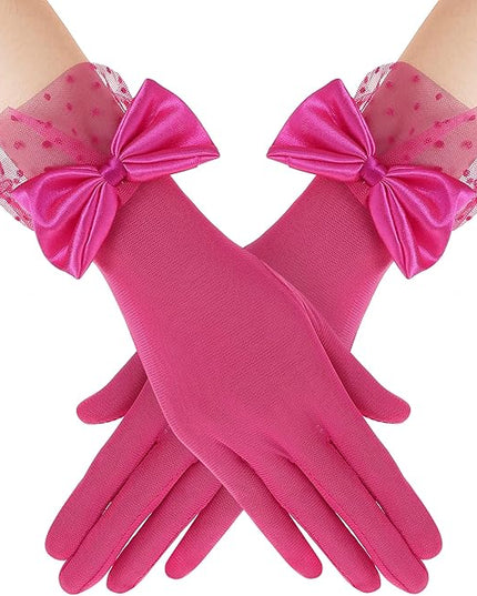 BABEYOND Lace Gloves for Women - Bow Short Prom Gloves Evening Elegant Accessories for Wedding Opera Party