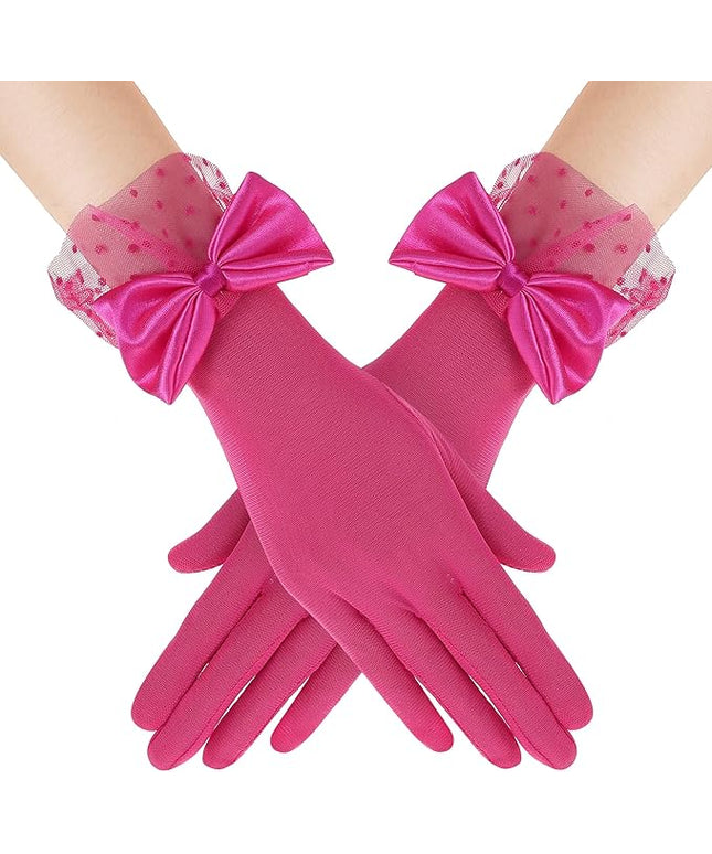 BABEYOND Lace Gloves for Women - Bow Short Prom Gloves Evening Elegant Accessories for Wedding Opera Party