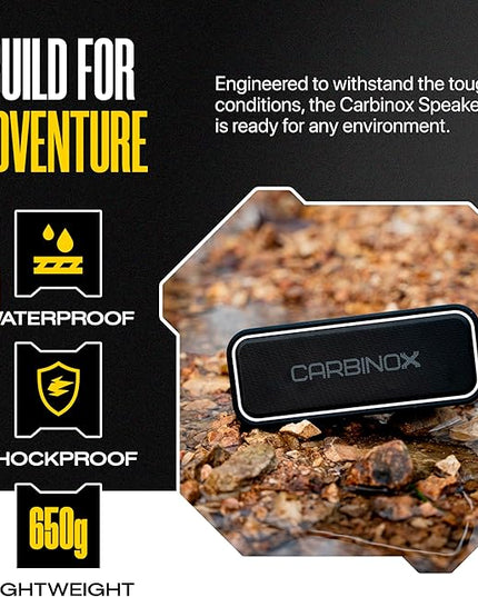 CARBINOX Portable Bluetooth Speaker with IPX7 Waterproof, Type-C Fast Charging, 3D Surround Sound, 18m Range, Black