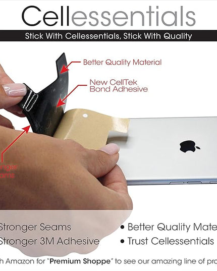 USA Merchant - Cellessentials Redesigned Card Holder - Silicone Stick on Cell Phone Wallet with Pocket for Credit Card ID Business Card - iPhone Android & Smartphones (Grey)
