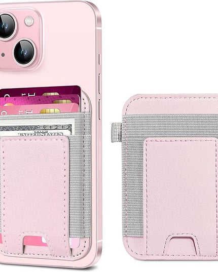 For Magsafe Wallet, Strongest Magnetic Wallet for iPhone 17/16/15/14/13/12 Series, for Magsafe Card Holder with 2 Card Slots, Magnetic Card Holder, RFID Blocking, Vegan Leather, Fit 7 Cards, Pink