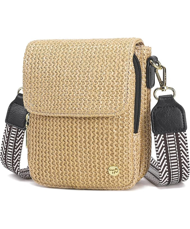 Haytijoe Straw Crossbody Bags for Women Small Summer Purse Woven RFID Cross Body Phone Wallet for Beach Hawaiian Travel Gifts