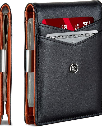 Suavell Slim Wallets for Men. Minimalist Bifold Wallet With Money Clip & ID Window. RFID Blocking Credit Card Holder Front Pocket Wallet, Gifts For Men - Husband Father On Birthday Anniversary.