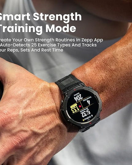 Amazfit T-Rex 3 Rugged/Military Smart Watch 48mm, 27 Day Battery, GPS (with Privacy), Offline Maps, 328 Feet Water-Resistant, 170 Fitness/Sport Modes, AI, Voice Control, for Android or iPhone, Lava